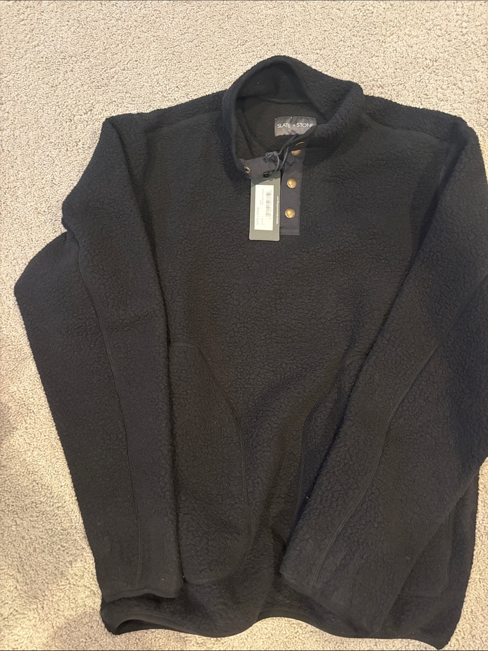 Slate & Stone Men's Black Sherpa Zip-Up Pullover